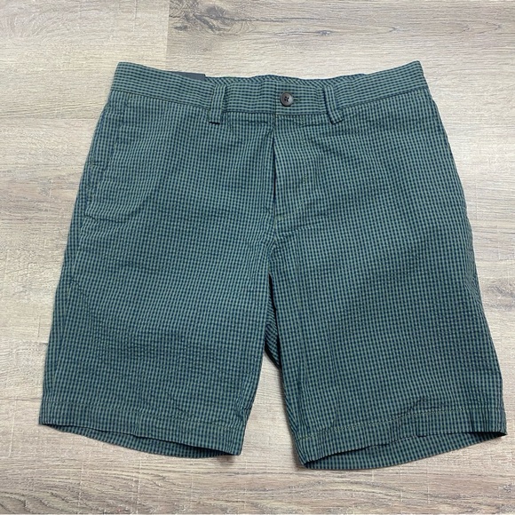 NWT Banana Republic Shorts Aiden Short 9 inch Green Blue Plaid Size 30 Flat - Picture 1 of 7